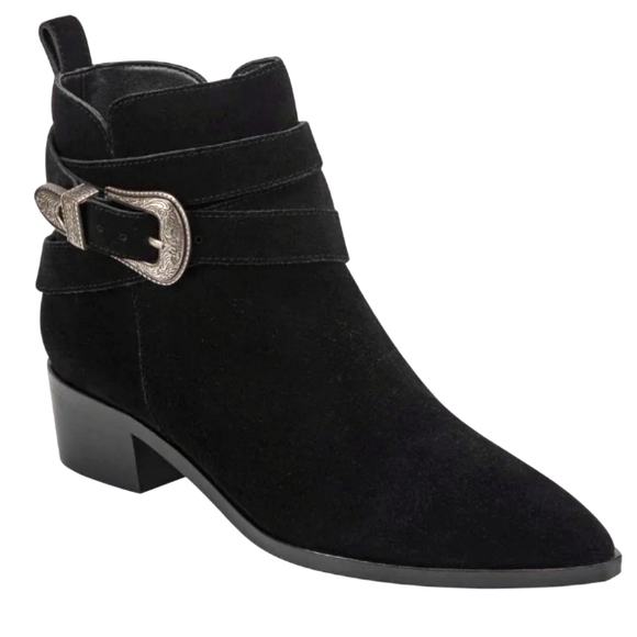 NWT Marc Fisher Ltd. 'Yandi' Pointy Toe Western Suede Booties in Black - Picture 8 of 9